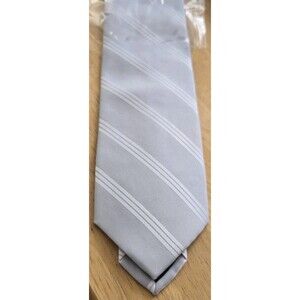 An Ivy Copenhagen - Striped Slim Neck Tie - Gray/White - Modern Skinny Wedding